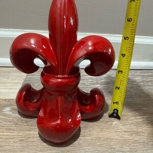Ceramic Red Fleur-de-Lis Decor Piece